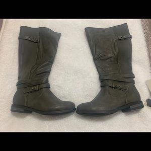 Grey Wide Calf Boots